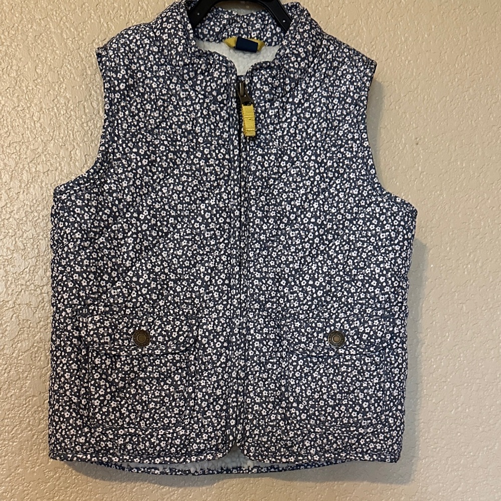 GAP Toddler Quilted Vest - Grey and White Floral